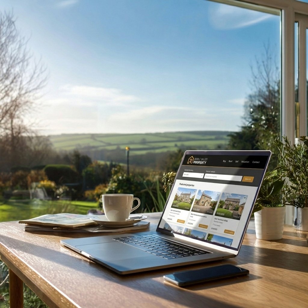 Ribble Valley estate agency homepage on macbook